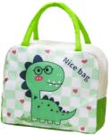Flippy Geanta Termoizolanta pentru Copii, Flippy, 23x13x19 cm, Model Imprimeu Dinozaur, din Folie de Aluminiu si Panza Oxford, Verde (131642)