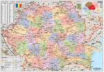  Románia politikai térképe (román nyelvű)-160*120 cm-laminált, faléces