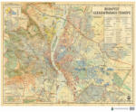  Budapest Székesfőváros térképe (1934) falitérkép 95*76 cm - térképtűvel szúrható, keretezett