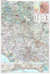  Szerbia, Koszovo, Montenegró autótérkép 86*120 cm - térképtűvel szúrható, keretezett