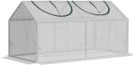 Outsunny Mini üvegház, növényeknek, 2 ablak, polietilén/acél, 120x60x60 cm, fehér (845-368V03WT)