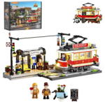 Lumibricks Jucarie creativa Lumibricks Lumibricks Historic Tram and Train Station, Construction Toy (L9084)
