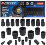 FORSAGE 1/2" 1/4" Ütközésálló dugókulcs készlet 4-32mm 6-szögletű, 25 darabos bőröndben (F59041)