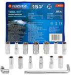 FORSAGE Hosszú mély hatszögletű dugókulcs készlet 10-32 mm 15 részes gombbal (F58290)