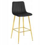  Scaun de bar POZZA VELVET cu picioare aurii, neagra