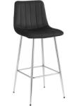  Scaun de bar POZZA VELVET cu picioare argintii, negru