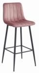  Scaun de bar POZZA VELVET cu picioare negre, roz