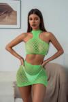 Passion Labs 2 Piece Lingerie Set, Top and Skirt, Neon Green, S-L
