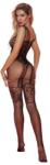 Passion Labs Catsuit Catalina Crotchless Mesh With Black Floral, Marime S-L