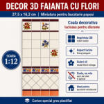 Hobbyplanet Decor 3D faianta cu flori 27, 5 x 16, 2 cm, miniatura pentru bucatarie papusi (CC34329)