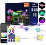 ledrgb 30 méteres Rgbic Led szalaglámpa szett, melegfehér+természetesfehér+hidegfehér, 30 LED/méter, IP67, karácsonyi dekoráció otthonra (Lampki zewnętrzne LED RGBIC EFEKT TĘCZY 15m)
