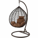 HA. RO Scaun suspendat tip scoica din ratan, terasa/ balcon, perne maro, cadru otel maro, 105x105x196 cm (HCTAD00142) Balansoar