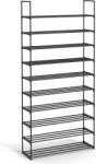 Brius Raft de depozitare pantofi pe 10 niveluri, design slim, cadru metalic, 94x30x206 cm, negru (EZ-LSA10BK) Pantofar