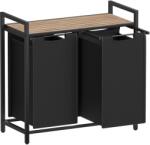 Vasagle Cos de rufe dublu VASAGLE cu raft si saci detasabili, 92L, maro-negru (EZ-BLH201B50)