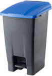 PLANET Szelektív hulladékgyűjtő konténer, műanyag, pedálos, antracit/kék, 70L - atadcleankft