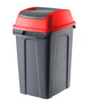 PLANET Hippo Billenős Szelektív hulladékgyűjtő szemetes, műanyag, antracit/piros, 50L - atadcleankft