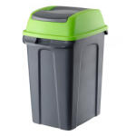 PLANET Hippo Billenős Szelektív hulladékgyűjtő szemetes, műanyag, antracit/zöld, 25L - atadcleankft