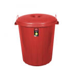 PLANET Kerek szemetes kuka, fedéllel, zárható, műanyag, eco piros, 70 L - atadcleankft