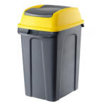 PLANET Hippo Billenős Szelektív hulladékgyűjtő szemetes, műanyag, antracit/sárga, 25L - atadcleankft