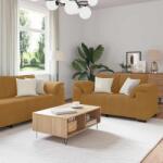 vidaXL Set de canapele cu perne, 3 piese, maro, catifea GartenMobel Dekor (3324674) Canapea
