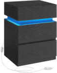 VASAGLE Noptiera VASAGLE cu iluminare LED reglabila si 3 sertare, negru (EZ-LET630T56)