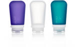humangear GoToob+ Sticluță de călătorie/cartuș de silicon Humangear GoToob+ Pachet de 3 flacoane de 100 ml transparent/violet/turcoaz