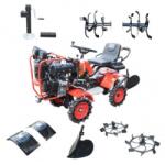THOR Mini tractor 4x4 diesel 17CP, 531cc, 3+1 viteze, 2 cutii de viteze, pornire electrica/manuala, latime lucru 1050mm cu freza, rarita, roti metalice, picior sprijin THOR