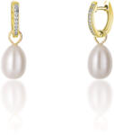 JwL Luxury Pearls Ezüst karika fülbevalók a Kate hercegnő valódi gyöngy és cirkónium kövekkel 3 az 1- ben JL0686