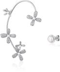 JwL Luxury Pearls Luxus ezüst aszimmetrikus fülbevaló gyöngyökkel és cirkónium kövekkel - jobb füllyukba JL0779