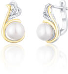 JwL Luxury Pearls Ezüst bicolor fülbevaló valódi gyöngyökkel és cirkónium kövekkel JL0720