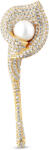 JwL Luxury Pearls Csillogó aranyozott bross 2 az 1-ben Kála virág JL0815