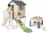 Smoby Set căsuță pe piloni și măsuță pentru apă și nisip cu umbrelă House On Stilts Life Smoby extensibilă cu tobogan de 1, 5 m cu jet de apă (SM810802-25) Casuta pentru copii