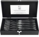 Laguiole Luxury Line Steak villa készlet, fekete ébenfa nyéllel, 6 darabos szett, hossz: 250 mm