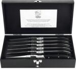 Laguiole Luxury Line Steak kés készlet, fekete ébenfa nyéllel, 6 darabos szett, hossz: 230 mm