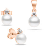 Brilio Silver Set elegant de bijuterii din argint cu perle SET227R (cercei, pandantiv)