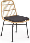 Halmar Szék K401 natúr/fekete, polyrattan és fém