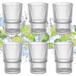 Florina 6 Db-os Pohár Szett 420ML-ES Víz Ital Gyümölcslé Pohár Magas Bordázott (5906526044885)