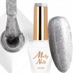 MOLLY Nails Hibrid lakk 8ml 36 Platinum Ezüst csillámos (Lakier hybrydowy do paznokci 8g)