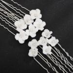 Raizel Set agrafe de par cu flori albe si perle, White Flowers (RZ2056)