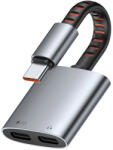 Mcdodo Audio Adapter (CA-3370) - Type-C 2x Type-C-re, 3A, 60W, prémium hangminőség, alumínium ötvözet/nejlon, 0.1m - szürke - mobil-box