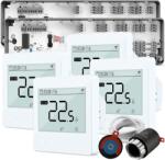 Quicksmart Automatizare Încălzire în Pardoseală cu fir Quicksmart Q10, Kit 4 Zone, 2x controller, 4x termostat Q40, 15 actuatoare NC, Alb - Kit fara set Actuator