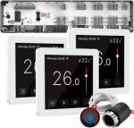 Quicksmart Kit Automatizare pardoseală cu fir Premium, 3 zone pentru apartament si casa P, Controller Q10, 3 termostate Q50 Touchscreen albe, 6 actuatoare NC - Kit fara set Actuator