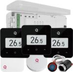 Quicksmart Kit Automatizare 3 zone Wireless, Încălzire în Pardoseală Premium, Controller Q20, 3 termostate Q30 negre, 6 actuatoare NC - Kit Standard- set Actuator inclus