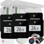 Quicksmart Automatizare Încălzire în Pardoseală wireless Quicksmart Q20, Kit 6 Zone, 2x Controller, 6x termostat Q30, 20 actuatoare NC, Negru - Kit fara set Actuator