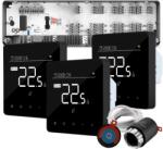 Quicksmart Automatizare încălzire în pardoseală 3 zone, kit cu fir Quicksmart Q10, 3x termostat Q40, Controller, 6 actuatoare NC, Negru - Kit fara set Actuator