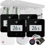 Quicksmart Kit Automatizare 4 zone Wireless, Încălzire în Pardoseală pentru case P+1, 2 Controllere Q20, 4 termostate Q30 negre, 15 actuatoare NC - Kit Standard- set Actuator inclus