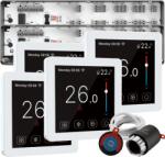 Quicksmart Kit Automatizare pardoseală 4 zone cu fir Premium, pentru case P+1, 2x Controller Q10, 4 termostate Q50 Touchscreen albe, 15 actuatoare NC - Kit fara set Actuator