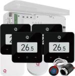 Quicksmart Automatizare încălzire în pardoseală 4 zone, kit wireless Quicksmart Q20, 4x termostat Q30, Controller, 8 actuatoare NC, Negru - Kit fara set Actuator