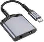 hoco. adapter AUX 2in1 Type C to Type C / Jack 3, 5 mm 27W LS39 szürke - mobil-box