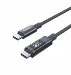 PD60W USB-C to USB-C digitális kijelzős 1, 2m nylon kábel - fekete
